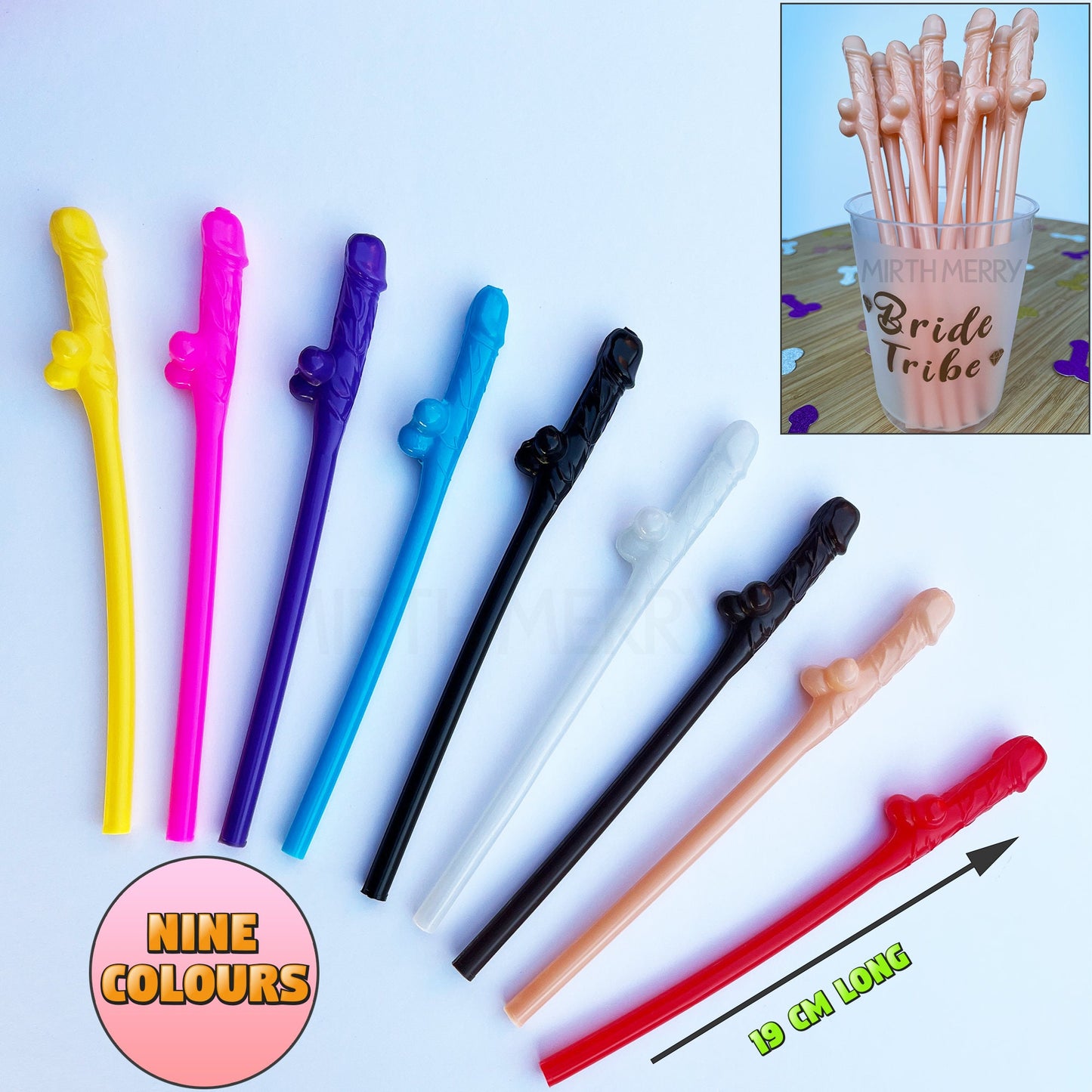 Mix Colors Penis Straws+Bride Straw, Hen Party Decoration Supplies, Party Favor Penis Confetti, Bridal Shower Wedding Drinking Game