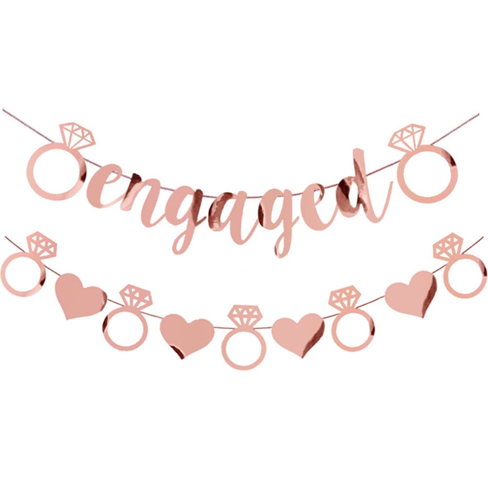 Bride To Be Engaged Party, Heart Shaped Banner, Hens Party Bridal Shower Decorations, Engagement Banner, Rose Gold & Gold