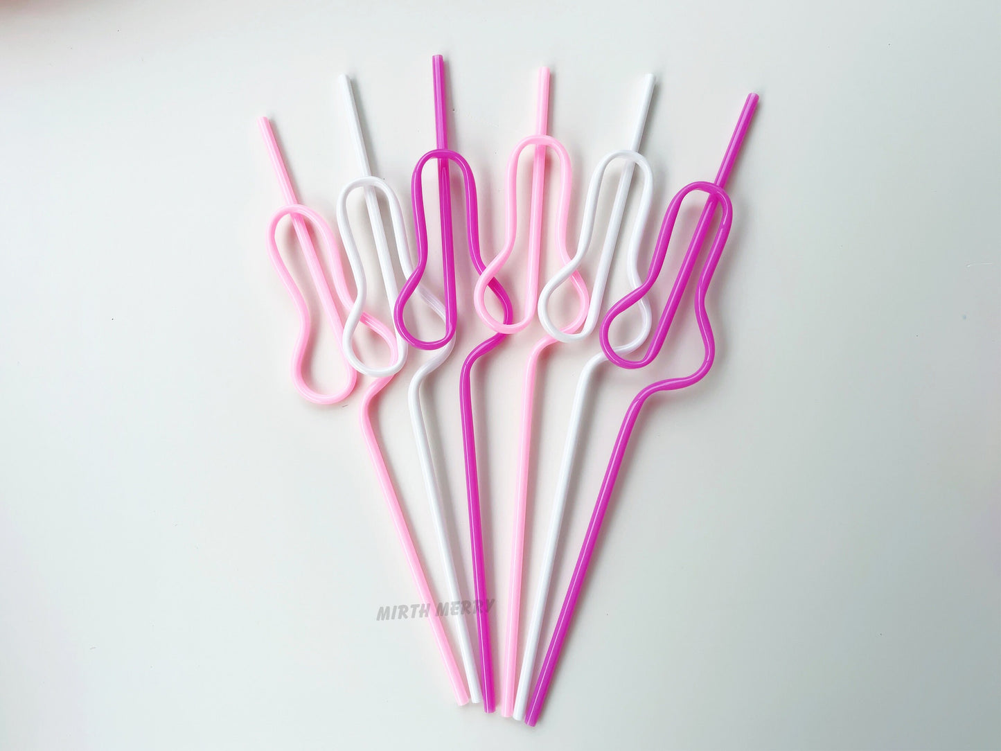 Rose Pink, Pink and White Swirly Penis Straw + Bride Straw| Bachelorette Party Favors | Bride To Be Bridal Shower | Hen Party Supplies Penis
