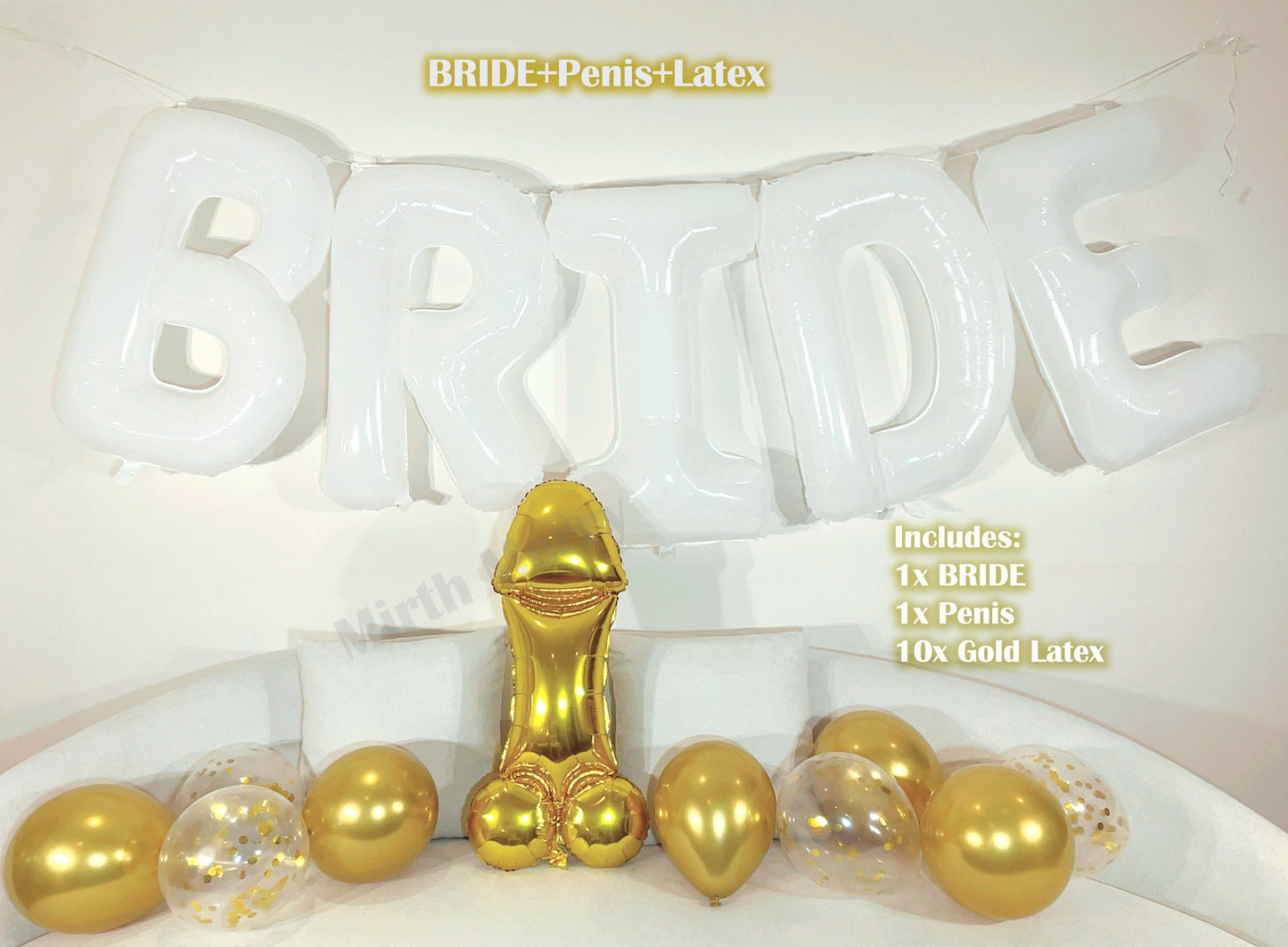 White Jumbo BRIDE Balloons + Gold Balloons | 40inch, Hens Party Decoration, Bachelorette Party, Bridal Shower Decor Photo Backdrop