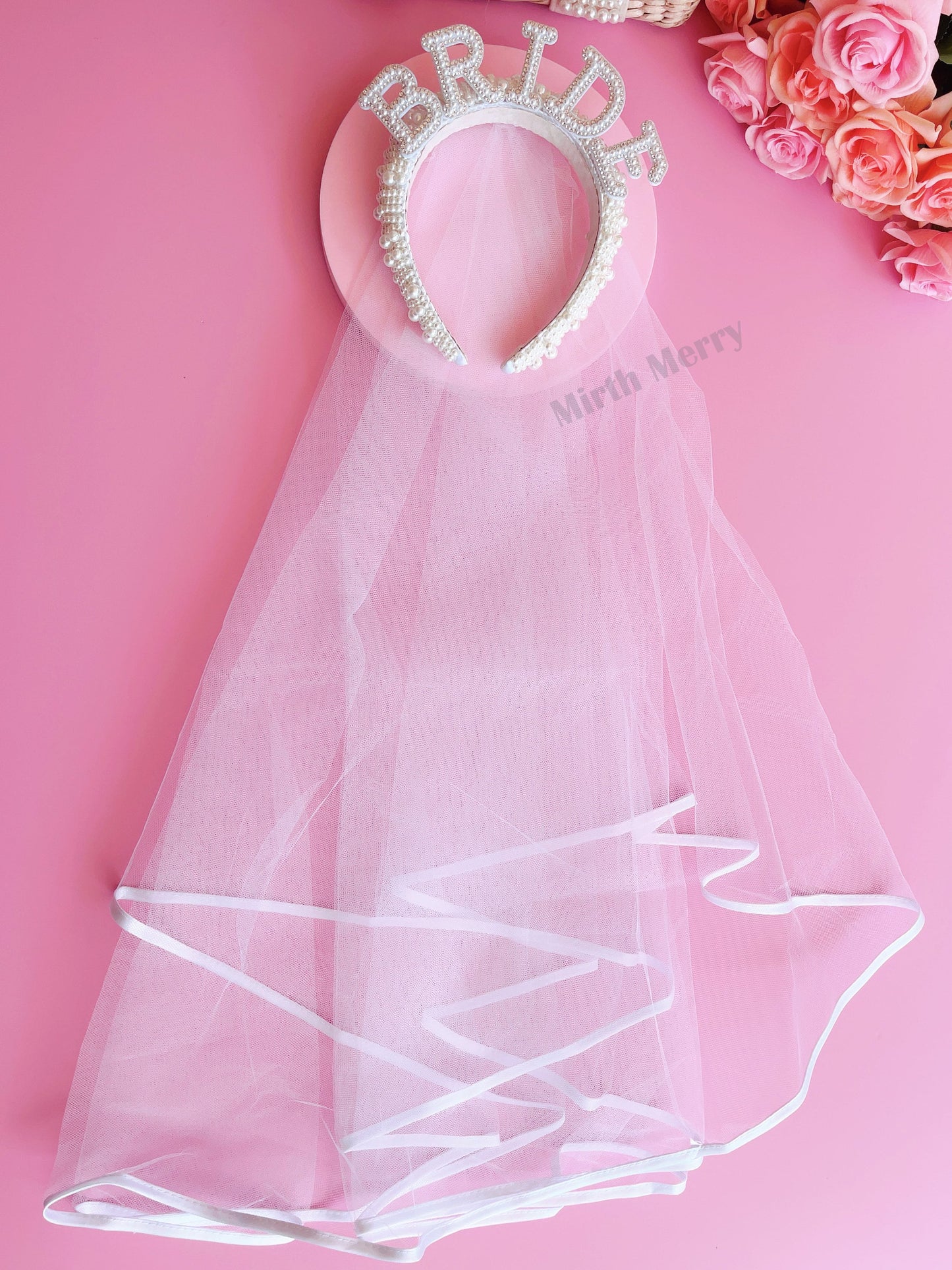 Hens Party Decorations, Bride Headband, Bride Pearl Headband, Hen Party Tiara, Bride to Be Headband, White Headpiece Bridal Shower Gift