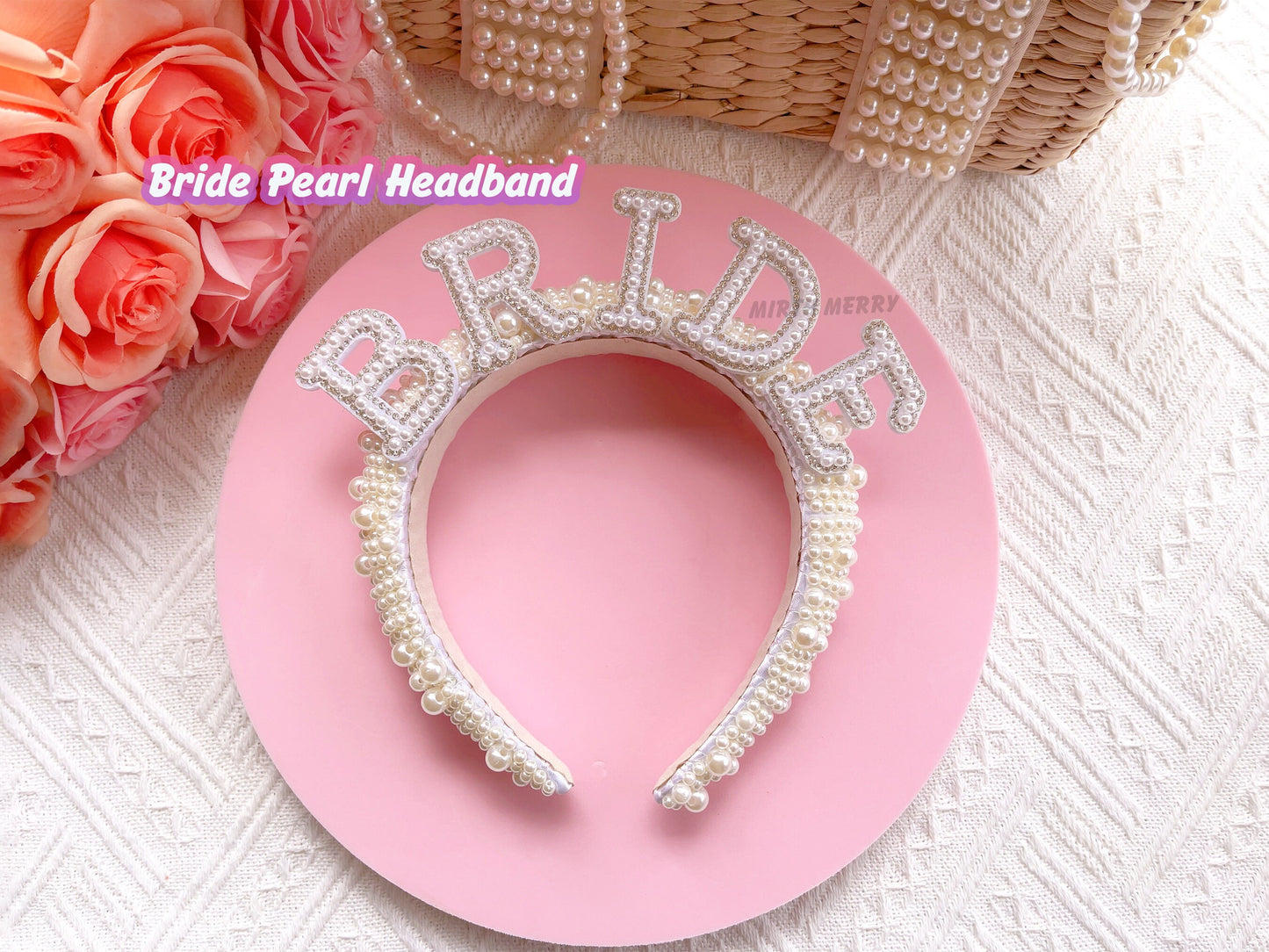 Hens Party Decorations, Bride Headband, Bride Pearl Headband, Hen Party Tiara, Bride to Be Headband, White Headpiece Bridal Shower Gift