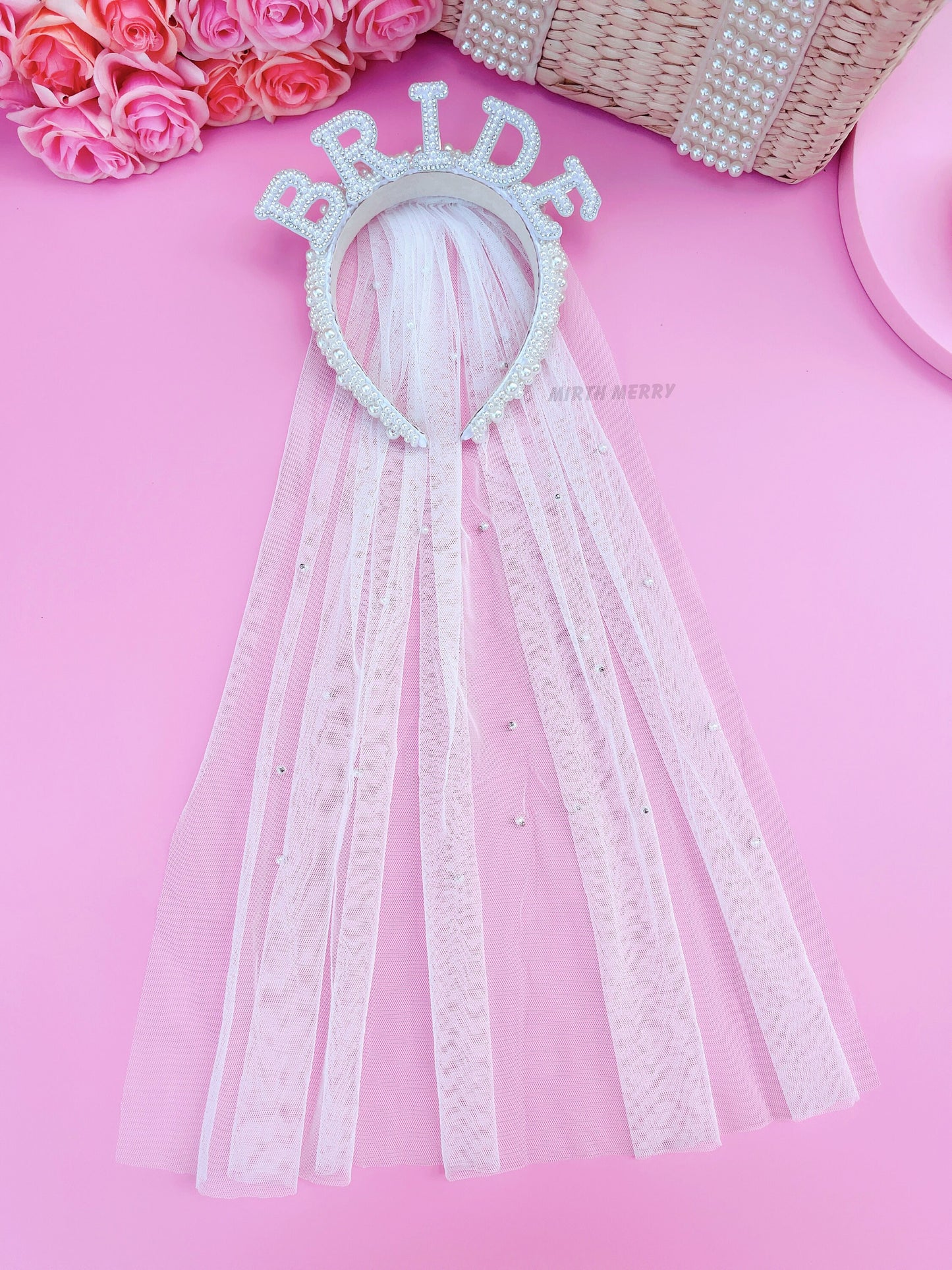 Hens Party Decorations, Bride Headband, Bride Pearl Headband, Hen Party Tiara, Bride to Be Headband, White Headpiece Bridal Shower Gift