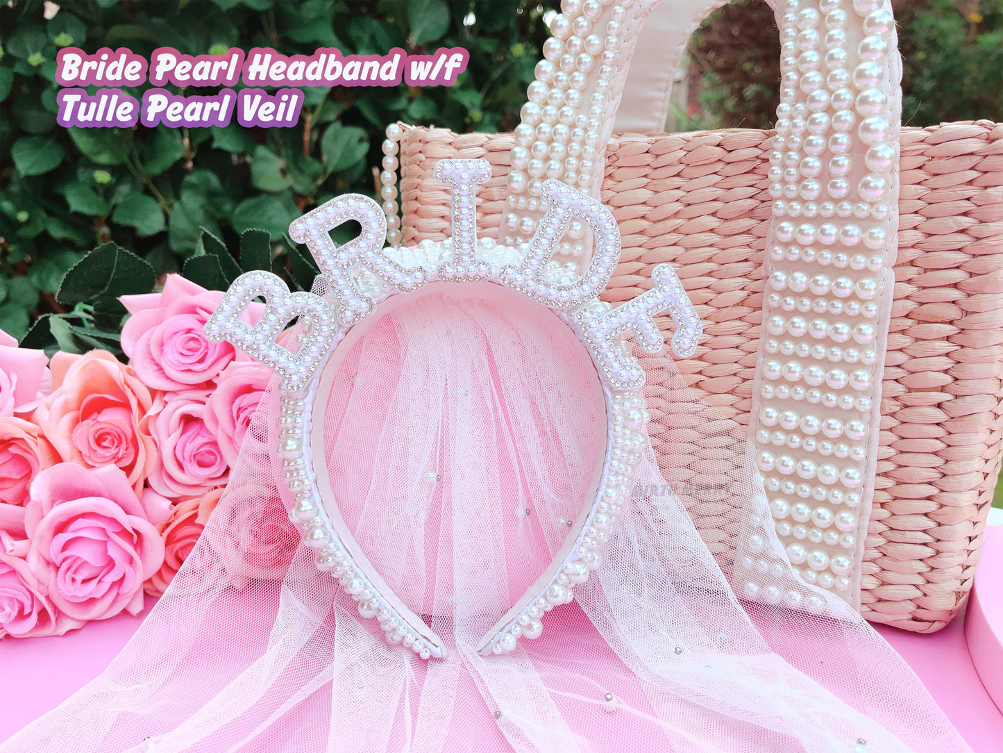 Hens Party Decorations, Bride Headband, Bride Pearl Headband, Hen Party Tiara, Bride to Be Headband, White Headpiece Bridal Shower Gift