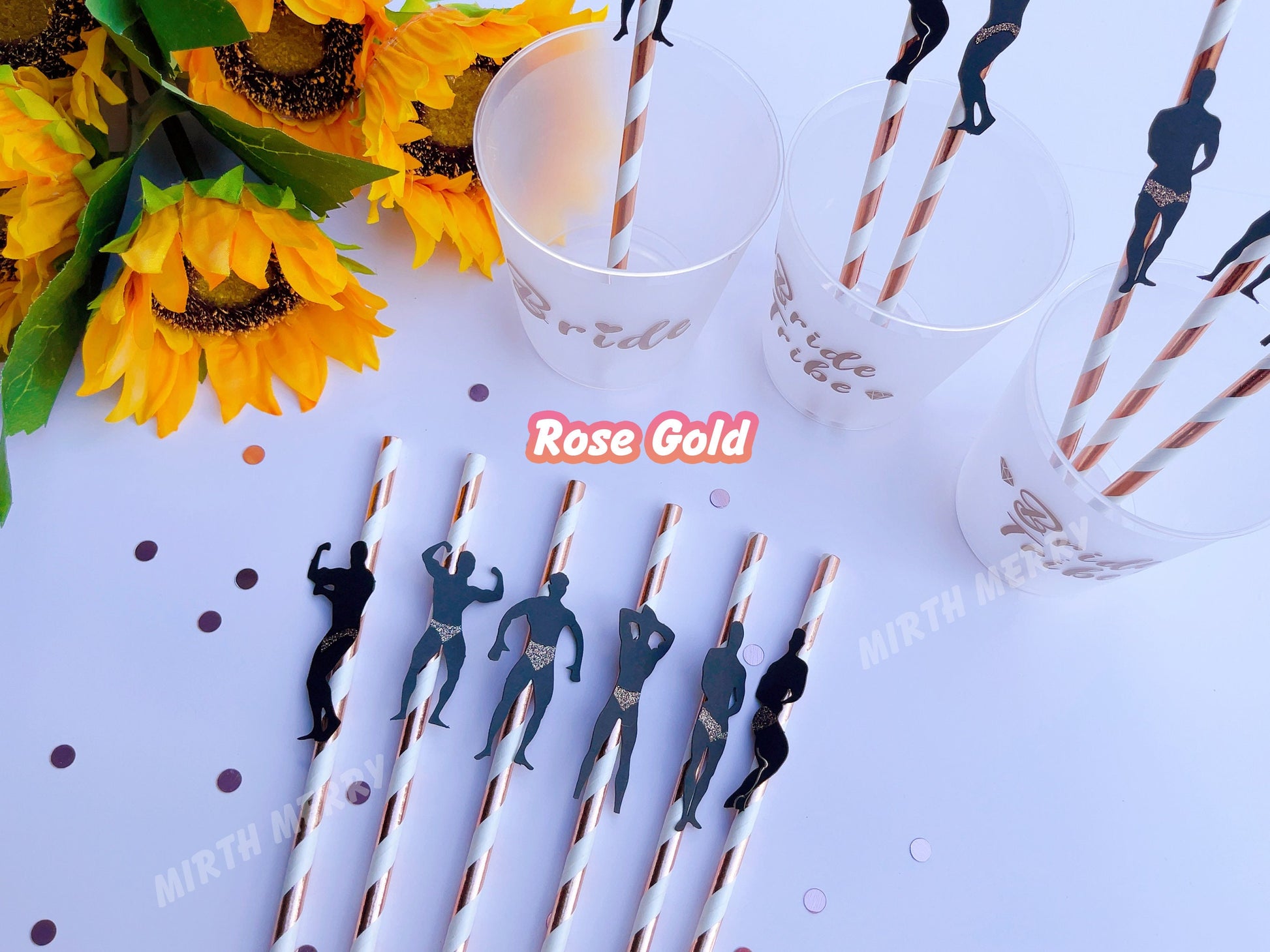 Macho Men Confetti Straws Bachelorette Party Hen Party Decoration Supplies, Party Favor, Bridal Shower Wedding Drinking Game Bach