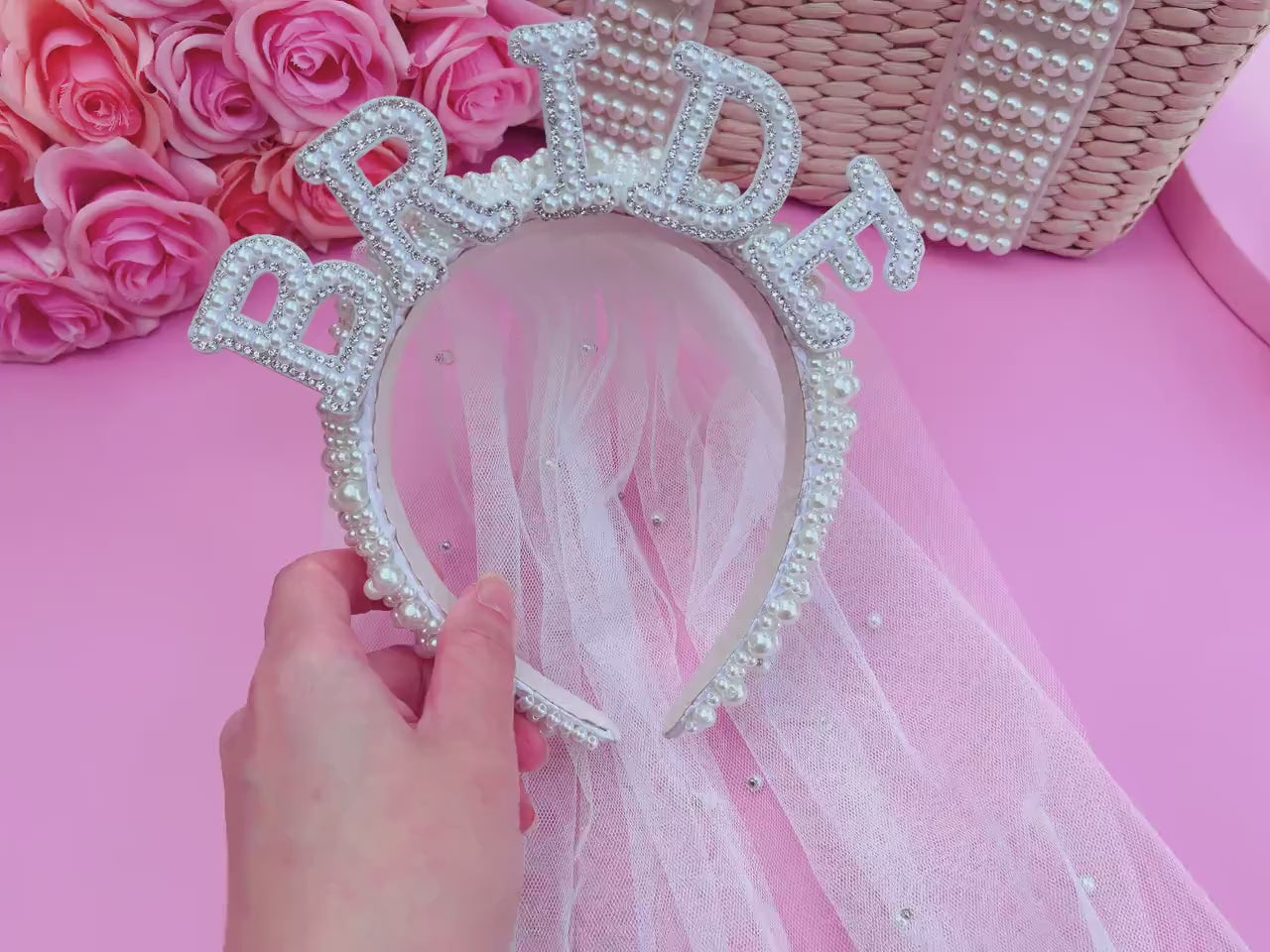 Hens Party Decorations, Bride Headband, Bride Pearl Headband, Hen Party Tiara, Bride to Be Headband, White Headpiece Bridal Shower Gift