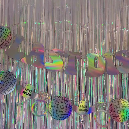 Last Disco Iridescent Banner Set | Last Rodeo Bach Party Decorations, Backdrop Photo Booth Holographic Iridescent Bachelorette Banners
