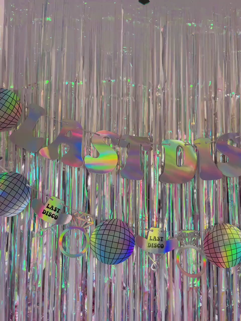 Last Disco Iridescent Banner Set | Last Rodeo Bach Party Decorations, Backdrop Photo Booth Holographic Iridescent Bachelorette Banners