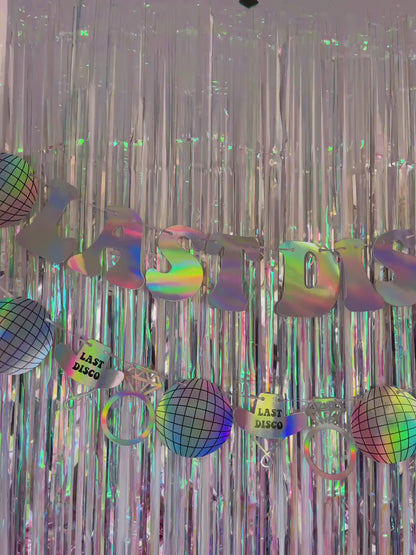 Last Disco Iridescent Banner Set | Last Rodeo Bach Party Decorations, Backdrop Photo Booth Holographic Iridescent Bachelorette Banners