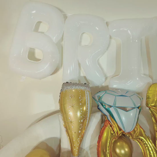 White Jumbo BRIDE Balloons + Gold Balloons | 40inch, Hens Party Decoration, Bachelorette Party, Bridal Shower Decor Photo Backdrop