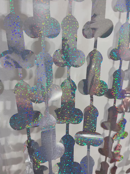 Iridescent Penis Holographic Foil Curtain | Hen Party Bridal Shower Backdrop, Birthday Backdrop, Photo Booth, Dick Favors, Naughty Bach