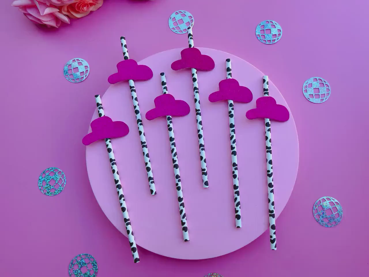 Cowgirl Hat Paper Straw | Bachelorette Party Hen Party Decoration Supplies, 70's Disco Party Favor, Last Disco Bach Decor, Pink Disco Party