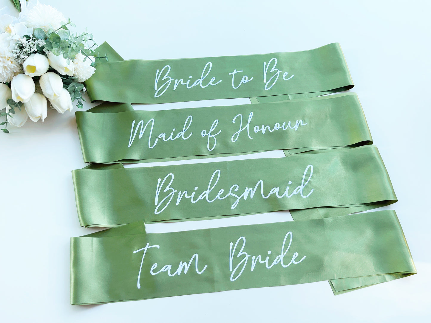 Bride Sage Green Satin Sash Mirth Merry Bride Sage Green Satin Sash Mirth Merry