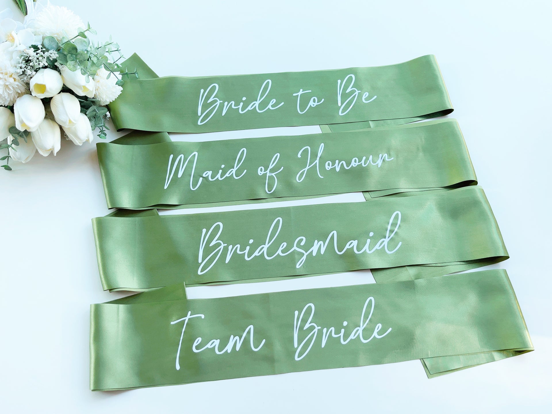 Bride Sage Green Satin Sash – Mirth Merry