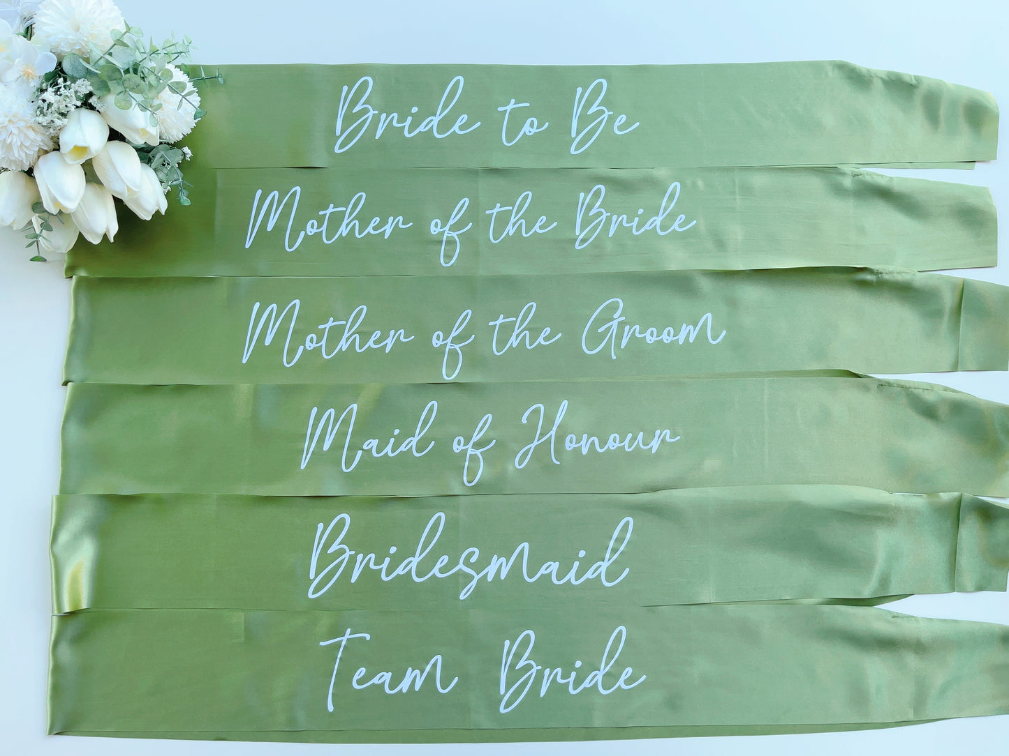Bride Sage Green Satin Sash