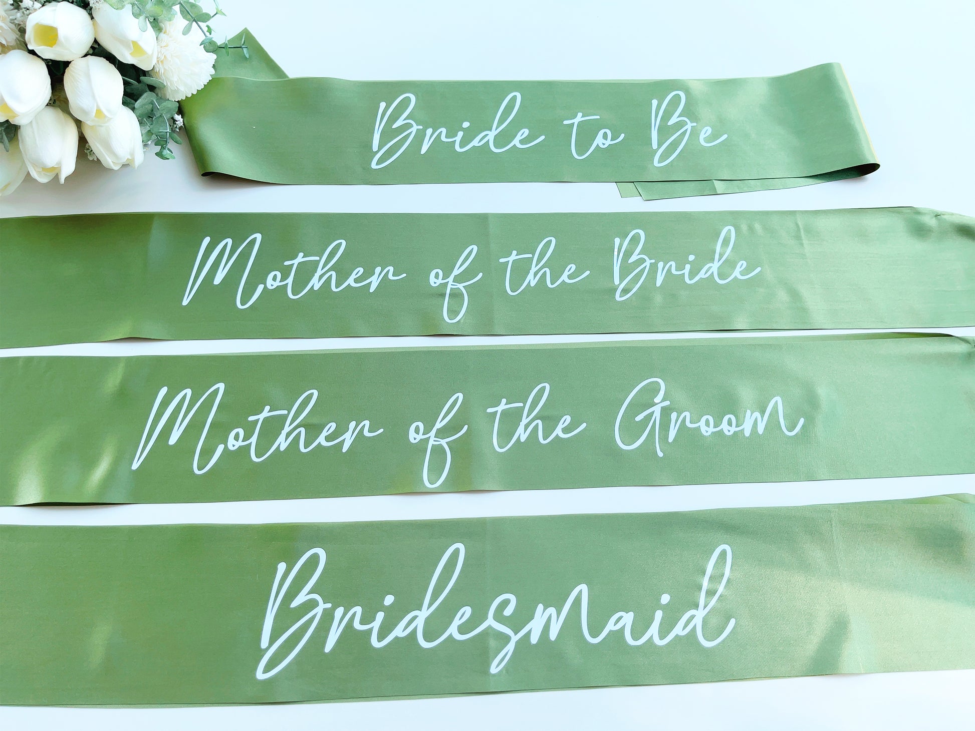 Bride Sage Green Satin Sash Mirth Merry Bride Sage Green Satin Sash Mirth Merry