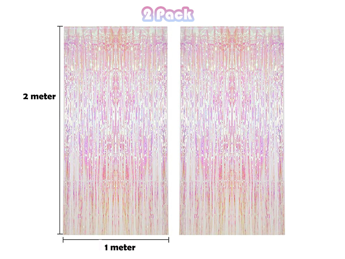 Iridescent Fringe Foil Curtain | Transparent Pink Backdrop, Bridal Shower Backdrop, Wedding, Hen Party, Birthday Photo Booth, Baby Shower