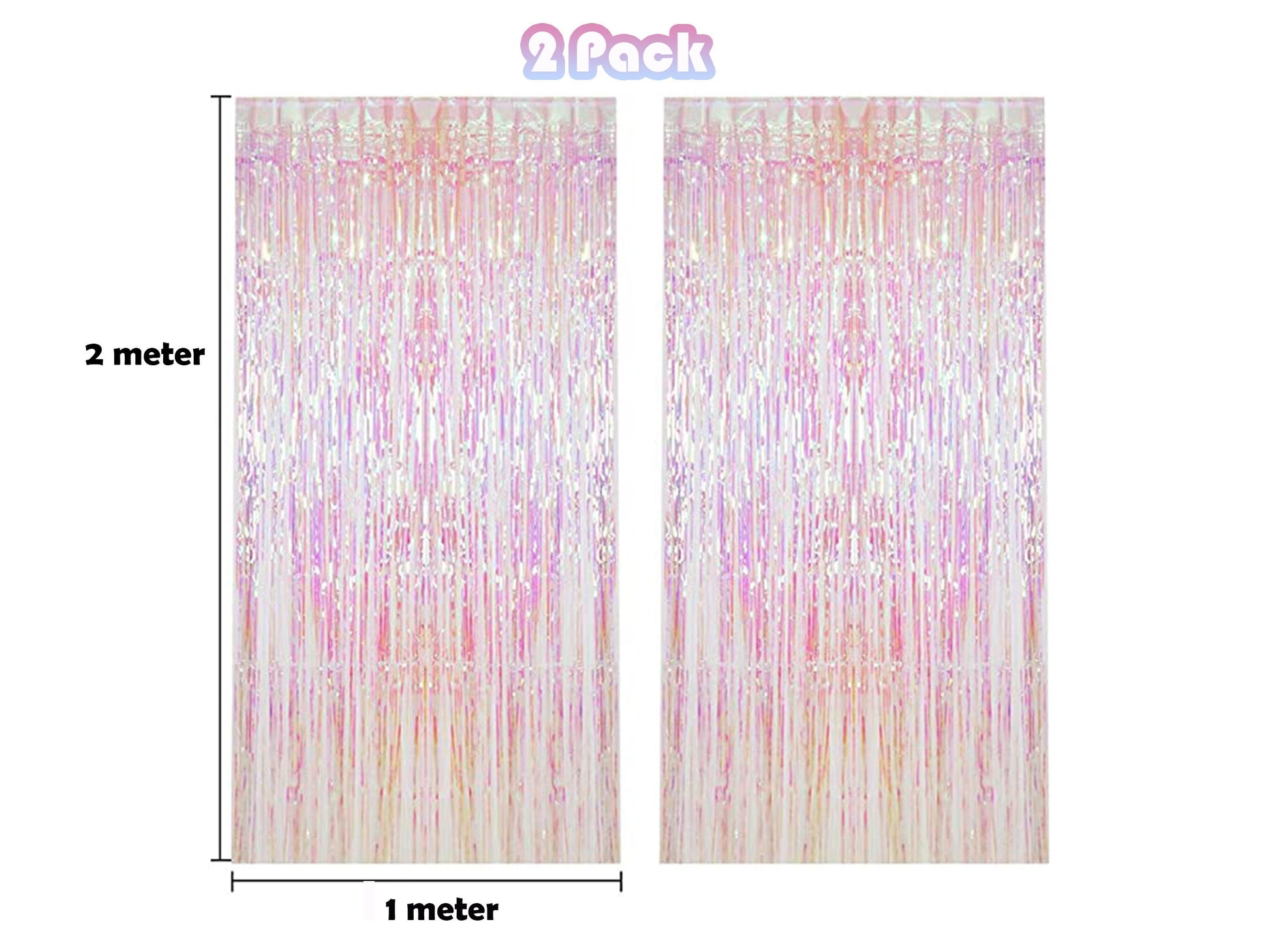 Iridescent Fringe Foil Curtain | Transparent Pink Backdrop, Bridal Shower Backdrop, Wedding, Hen Party, Birthday Photo Booth, Baby Shower