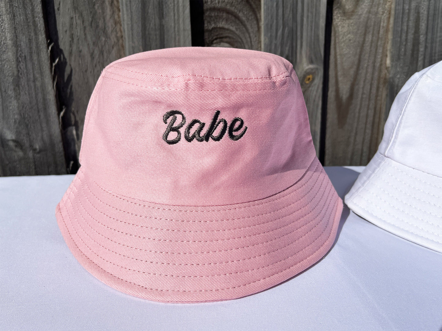 Bride Bucket Hat - White, Black, Pink Embroidered Cotton Sun Hat, Hens Party, Bachelorette Gift, Party Favor, Cool Bach, Bridal Shower