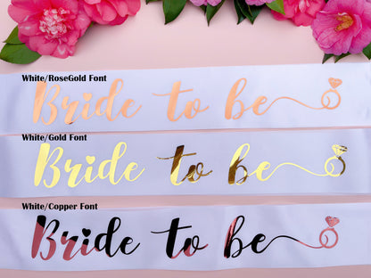 Bride Sash+Bride Straw | Hen Party Sash | Sash for Bride - Rose Gold Foil | Bride To Be | Bachelorette Favors | Engagement Party Gift