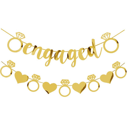 Bride To Be Engaged Party, Heart Shaped Banner, Hens Party Bridal Shower Decorations, Engagement Banner, Rose Gold & Gold