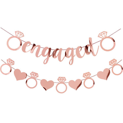 Bride To Be Engaged Party, Heart Shaped Banner, Hens Party Bridal Shower Decorations, Engagement Banner, Rose Gold & Gold