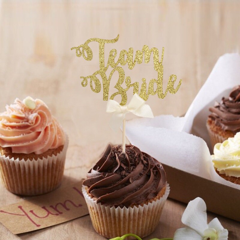 Bride To Be Team Bride Cupcake Toppers Picks, Ribbon Decor Wedding Cupcake Toppers, Hen Party Bridal Shower, Bachelorette Party, Cake Topper