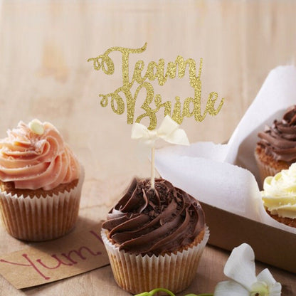 Bride To Be Team Bride Cupcake Toppers Picks, Ribbon Decor Wedding Cupcake Toppers, Hen Party Bridal Shower, Bachelorette Party, Cake Topper