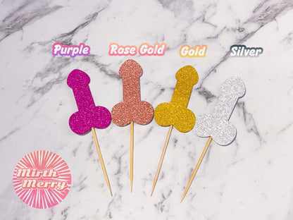 Hen Party Penis Cupcake Toppers Picks, Dick Cupcake Toppers, Hen Party Same Penis Forever Decor, Bachelorette Party Decor