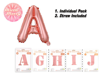 Rose Gold Foil Balloon Letters 16"/ 41CM, Foil Balloon for Bridal Shower, Wedding Decor, Engagement, Hens Party, Bachelorette Party