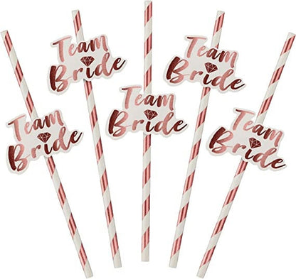 Rose Gold Team Bride Straws| Bachelorette Hen Party Decoration Supplies, Party Favor, Bridal Shower Wedding Drinking Game Bach