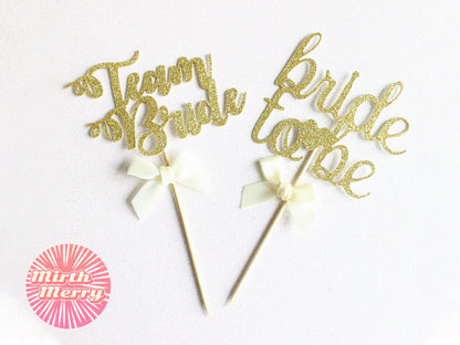Bride To Be Team Bride Cupcake Toppers Picks, Ribbon Decor Wedding Cupcake Toppers, Hen Party Bridal Shower, Bachelorette Party, Cake Topper