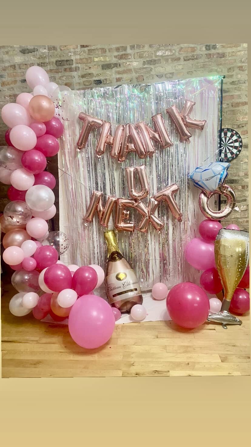 Iridescent Fringe Foil Curtain | Transparent Pink Backdrop, Bridal Shower Backdrop, Wedding, Hen Party, Birthday Photo Booth, Baby Shower