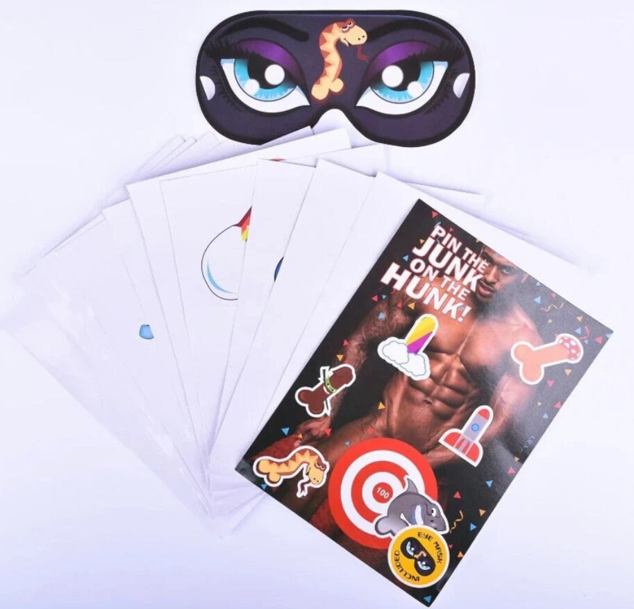 Pin the Junk on the Hunk, Bachelorette Party Game, Bridal Shower, Birthday Party Game, Bachelorette Party Game, Hen Party Game