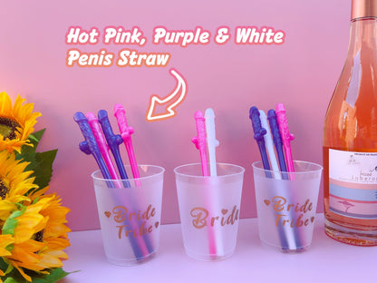 Hen Party Cups+Penis Straws | Reusable Party Cups, Hen Night Cups | Bride Tribe, Bridal Shower Cups | Bridal Shower Gift, Bridesmaid Favors