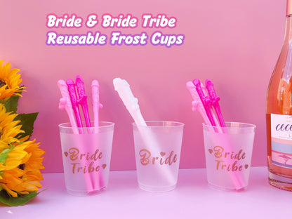 Hen Party Cups+Penis Straws | Reusable Party Cups, Hen Night Cups | Bride Tribe, Bridal Shower Cups | Bridal Shower Gift, Bridesmaid Favors