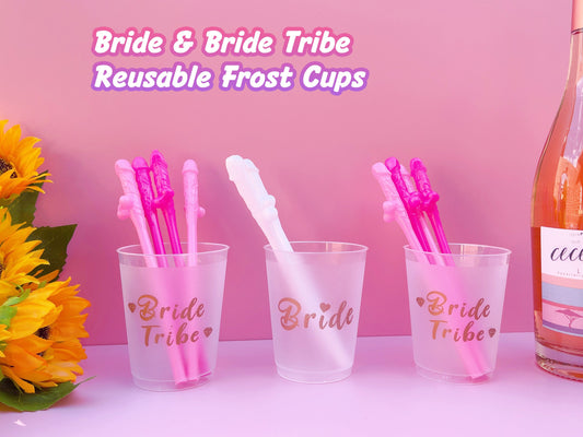 Hen Party Cups+Penis Straws | Reusable Party Cups, Hen Night Cups | Bride Tribe, Bridal Shower Cups | Bridal Shower Gift, Bridesmaid Favors