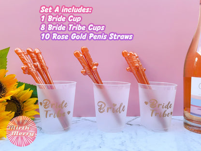 Hen Party Cups+Penis Straws | Reusable Party Cups, Hen Night Cups | Bride Tribe, Bridal Shower Cups | Bridal Shower Gift, Bridesmaid Favors