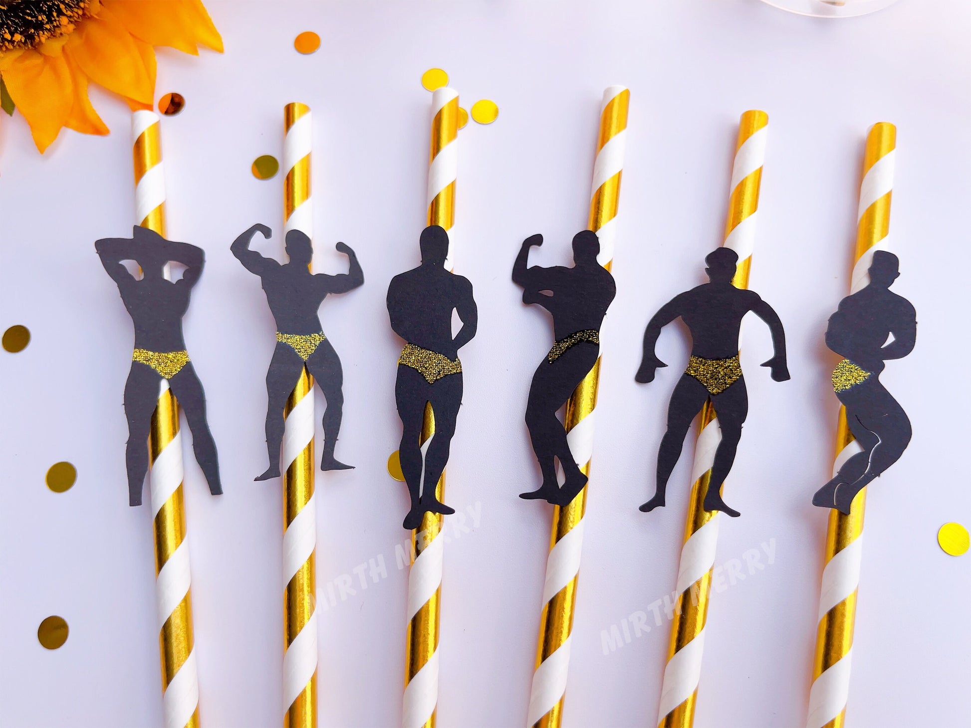 Macho Men Confetti Straws Bachelorette Party Hen Party Decoration Supplies, Party Favor, Bridal Shower Wedding Drinking Game Bach