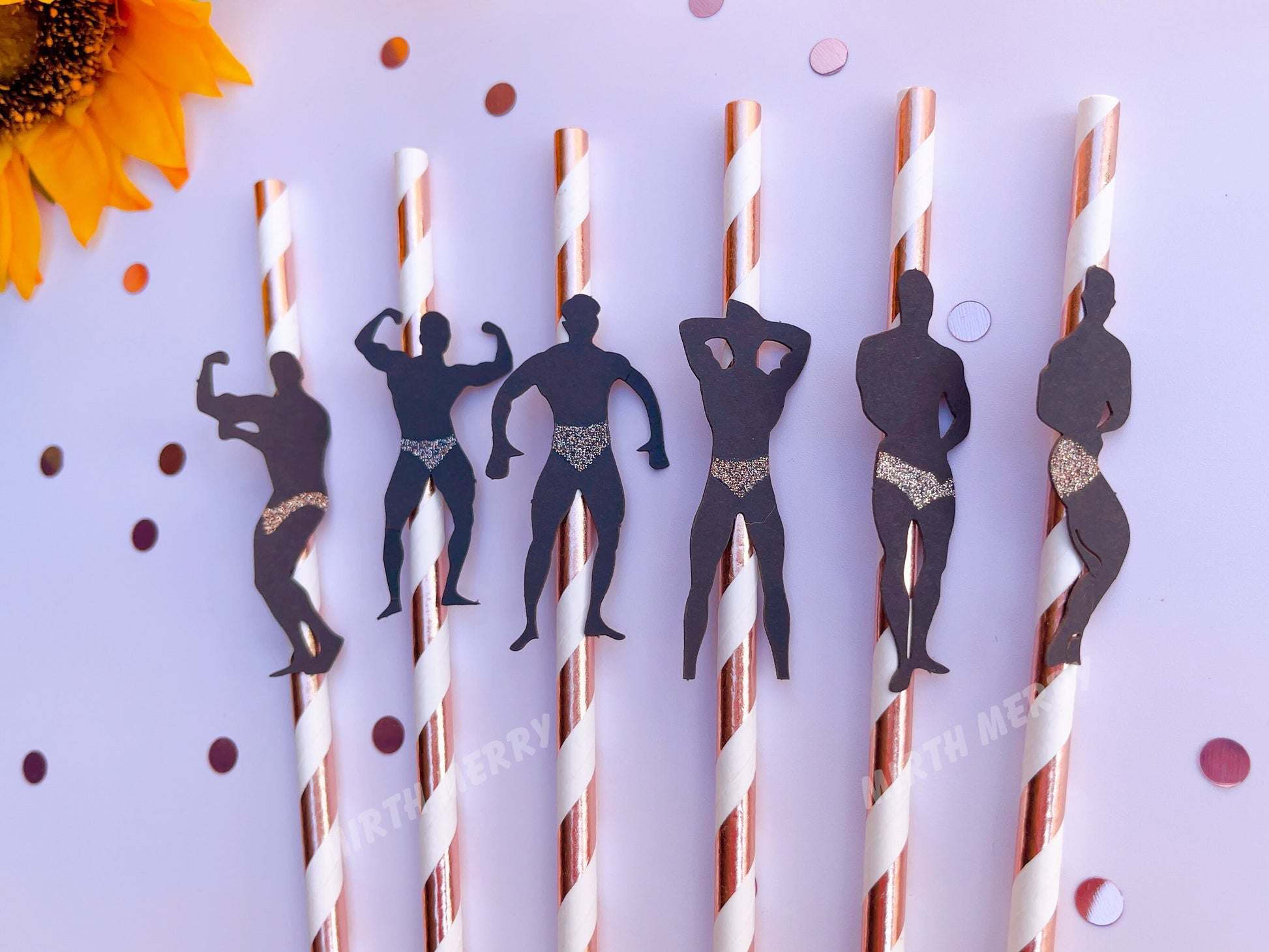 Macho Men Confetti Straws Bachelorette Party Hen Party Decoration Supplies, Party Favor, Bridal Shower Wedding Drinking Game Bach