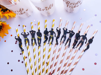 Macho Men Confetti Straws Bachelorette Party Hen Party Decoration Supplies, Party Favor, Bridal Shower Wedding Drinking Game Bach