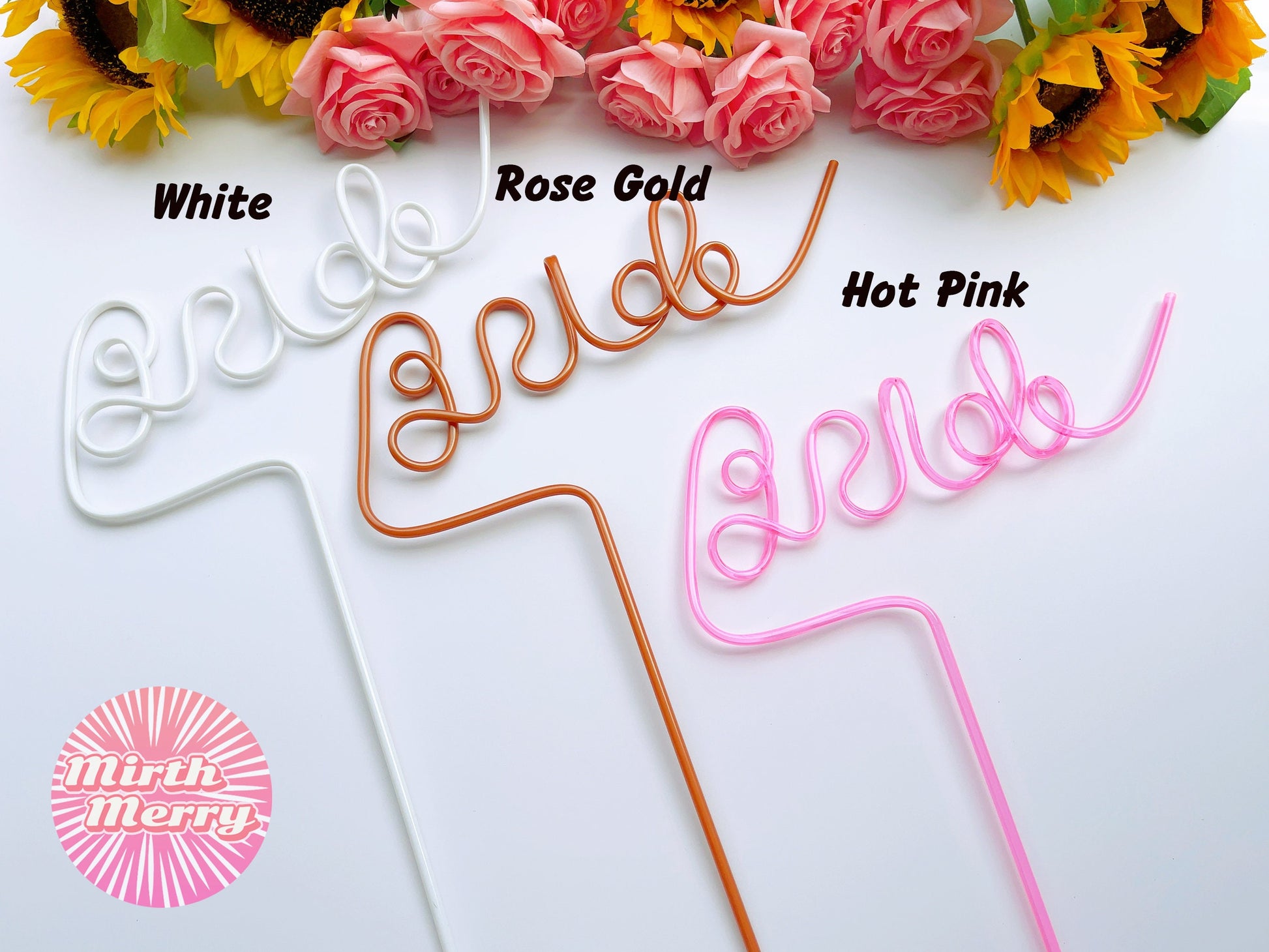 Pink Swirly Penis Straw + Bride Straw,| Bachelorette Party Favors | Bride To Be Bridal Shower | Hen Party Supplies Penis
