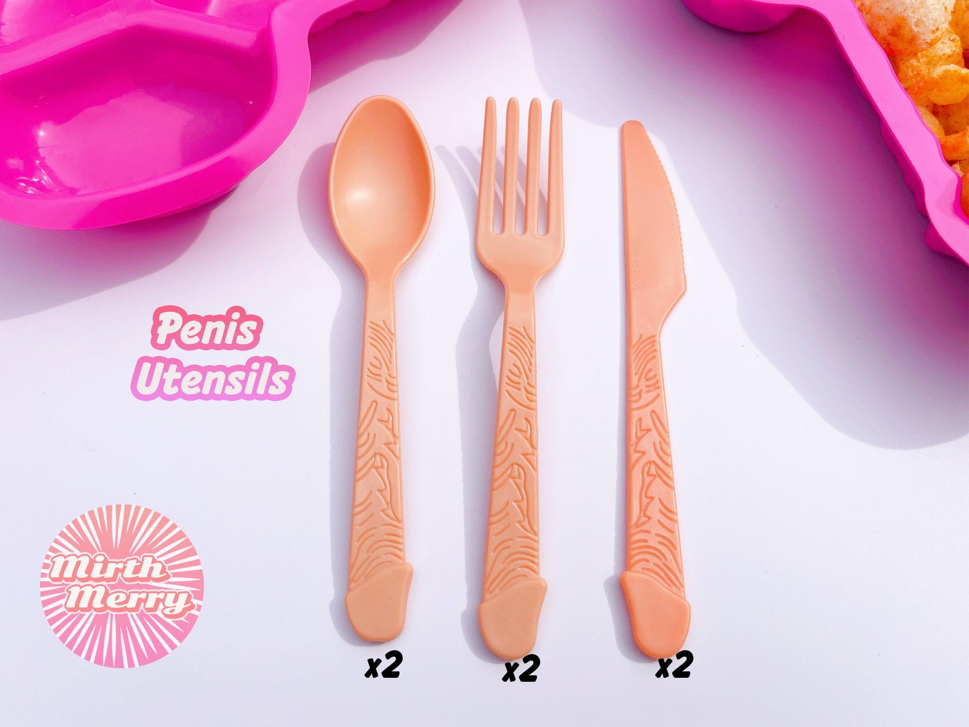 Penis Snack Trays, Dick Utensils, Bachelorette Tablewear, Party Silverware, Pecker Tray, Hen Party Favors, Bach Decor, Penis Favors