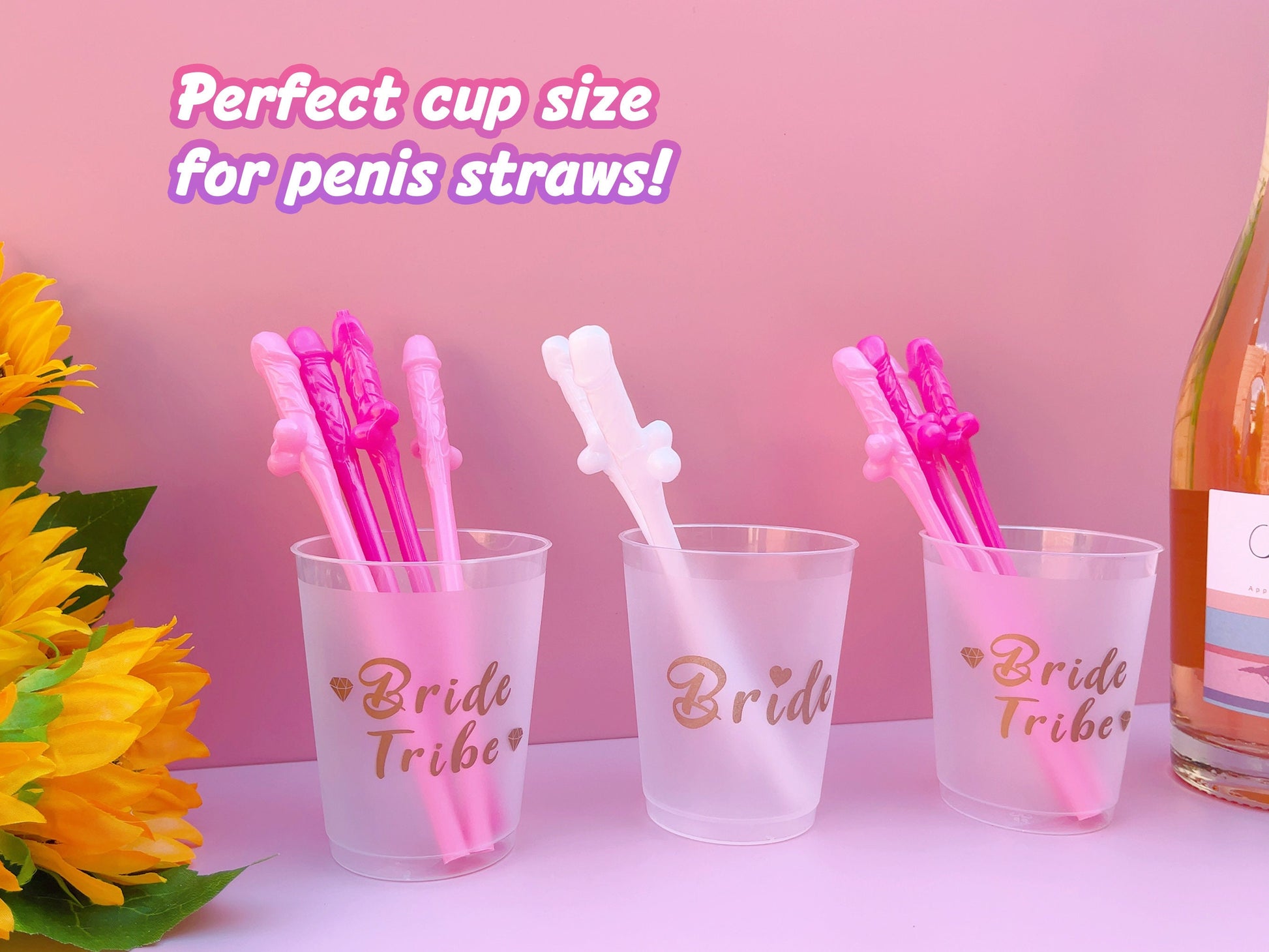 Hen Party Cups+Penis Straws | Reusable Party Cups, Hen Night Cups | Bride Tribe, Bridal Shower Cups | Bridal Shower Gift, Bridesmaid Favors