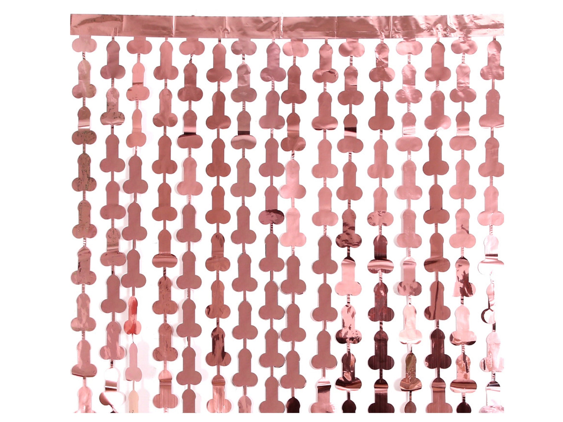 Rose Gold Penis Foil Curtain | Metallic Fringe Penis Tinsel, Hen Party Bridal Shower Backdrop, Birthday Backdrop, Photo Booth, Dick Favors