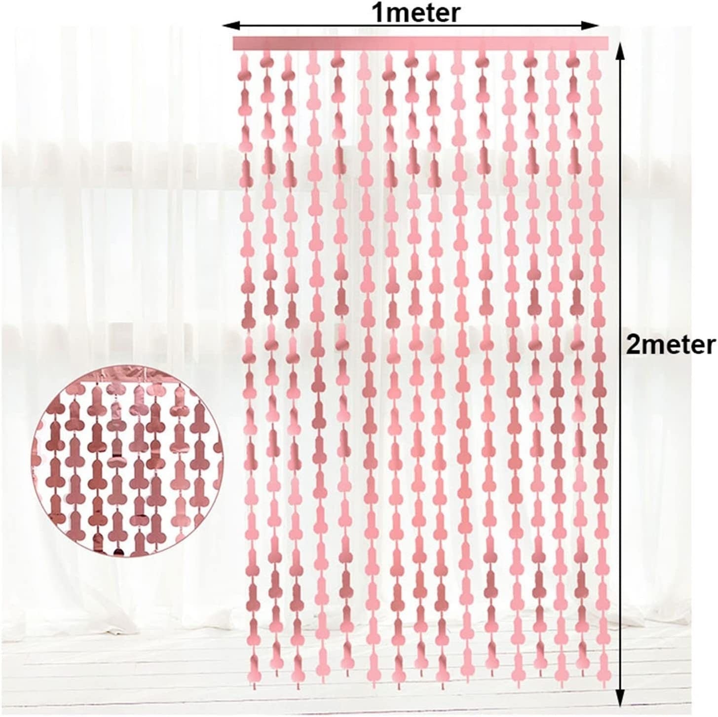 Rose Gold Penis Foil Curtain | Metallic Fringe Penis Tinsel, Hen Party Bridal Shower Backdrop, Birthday Backdrop, Photo Booth, Dick Favors
