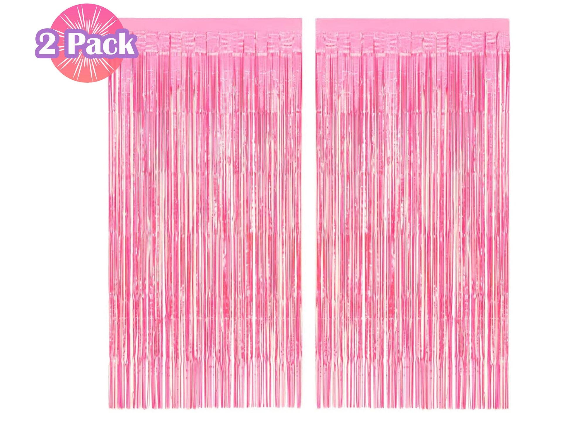 Iridescent Fringe Foil Curtain | Transparent Pink Backdrop, Bridal Shower Backdrop, Wedding, Hen Party, Birthday Photo Booth, Baby Shower