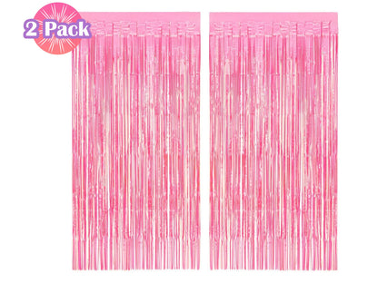 Iridescent Fringe Foil Curtain | Transparent Pink Backdrop, Bridal Shower Backdrop, Wedding, Hen Party, Birthday Photo Booth, Baby Shower