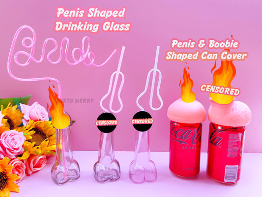 Penis Shaped Drinking Glass, Penis Shot Glass, Penis Beer Can Topper, Bachelorette Party Favors, Hen Party Games, Penis Hoopla Ring