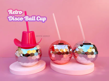 Disco Ball Cups, Last Disco Hen Party Favors, Disco Cowgirl Cowboy, Disco Ball Tumblers, Bridal Shower metallic rose gold silver
